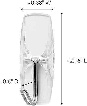 Command Medium Clear Wire Toggle Hooks, 6 Wall Hook and 8 Strips, Damage-Free Hanging with Adhesive, Great for Hanging, Organization, and Storage, Holds up to 2 lb