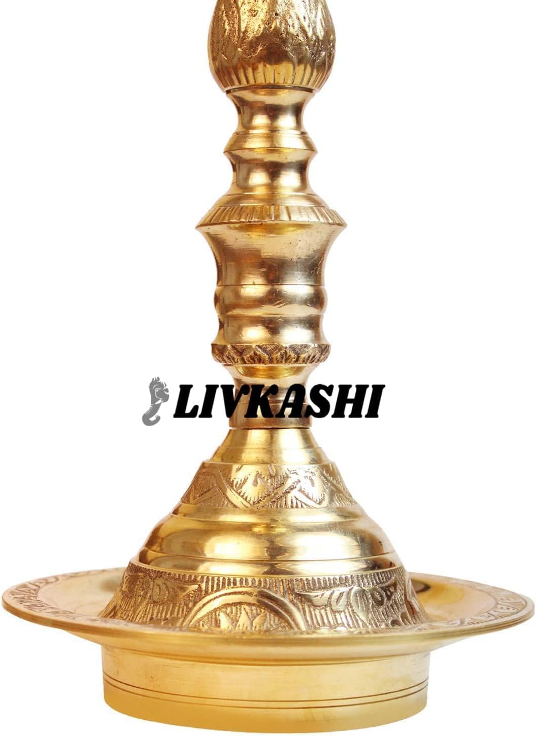 Liv Brass Diya Stand Oil Lamp 24 Inch – Handmade Tall Brass Temple Deepak with Antique Finish, Traditional Floor Lamp for Home Decor, Mandir, Altar & Housewarming Gift 1 Pcs