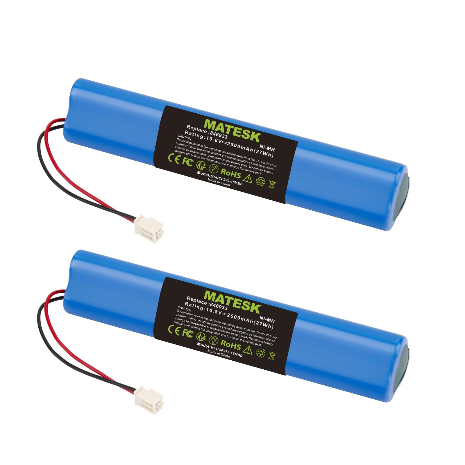 10.8V 2500mAh NI-MH Batterie pour Velux 946933 avec câble et Prise, pour Velux Entraînement Volets Roulants, Volets Roulants Solaires, Volets Roulants Solaires SSL, 846933 946930 (2 pièces)
