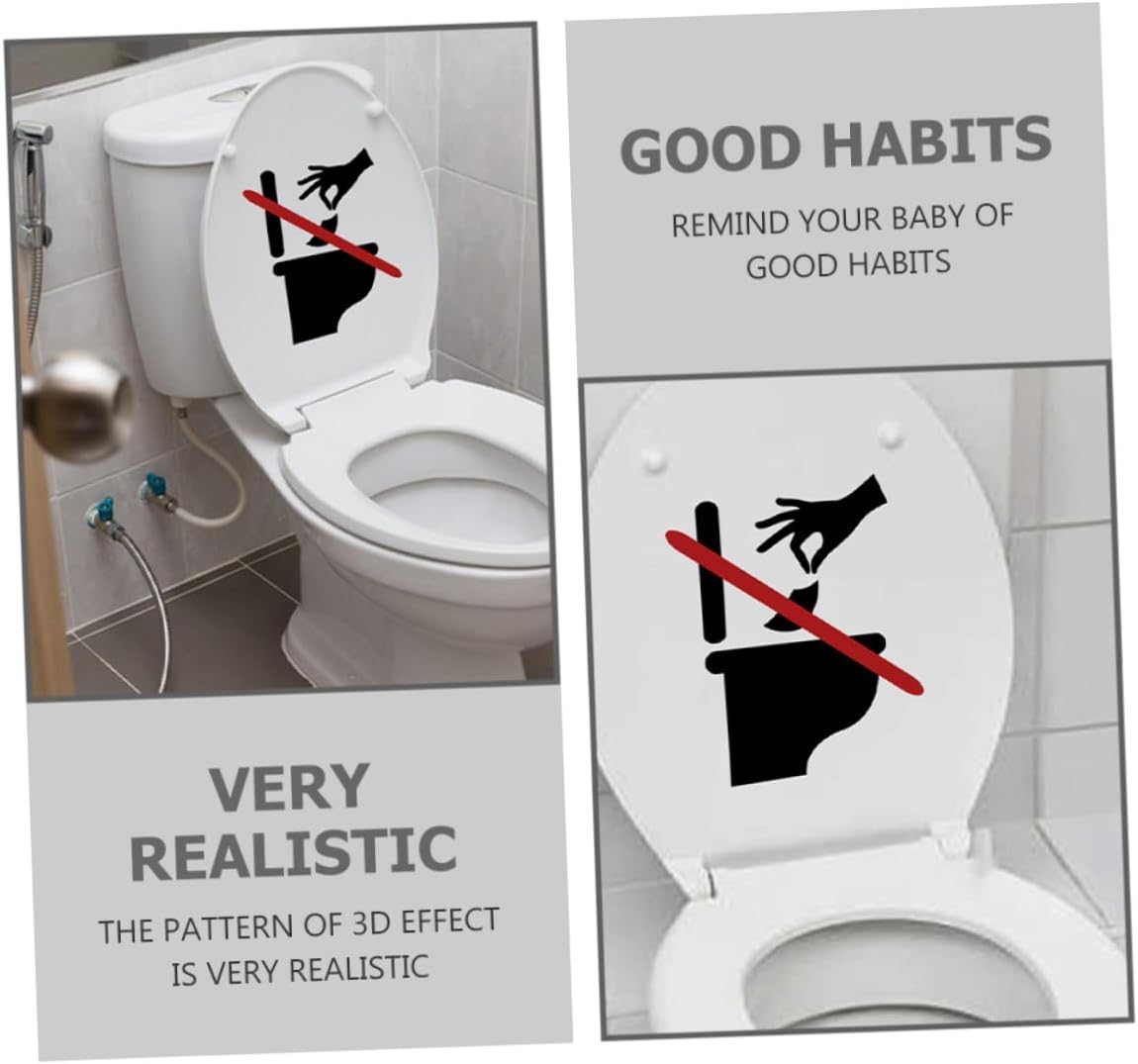 Garneck 2 Sheets Removable Toilet Lid Sign Decal Adhesive Bathroom Sticker Eye-catching Toilet Seat Cling for Smooth Surfaces Wall and Potty Lid Decoration