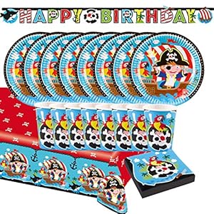 Krause & Sohn Partyset, voor kinderverjaardagstafel, servies (piraten)