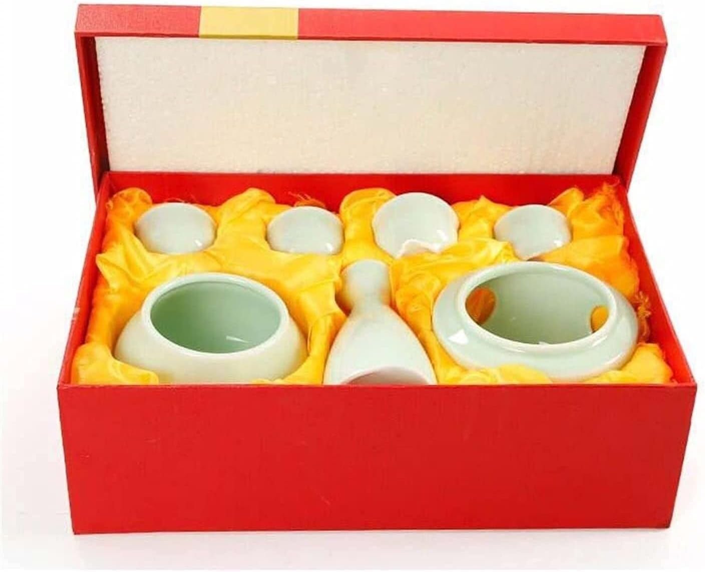 Celadon Wine Set, Porcelain Jug & Wine Warmer, 1 Wine Bottle (190ml), 4 Wine Glasses, Traditional Glaze, Elegant Gift Set