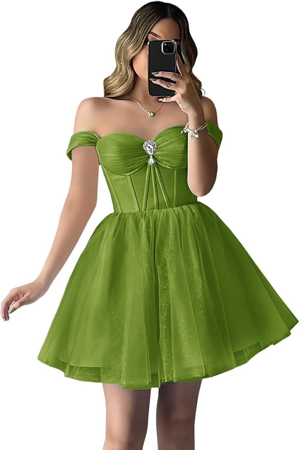 Sparkly Tulle Homecoming Dresses Off The Shoulder Short Prom Dresses for Teens A Line Cocktail Party Dress