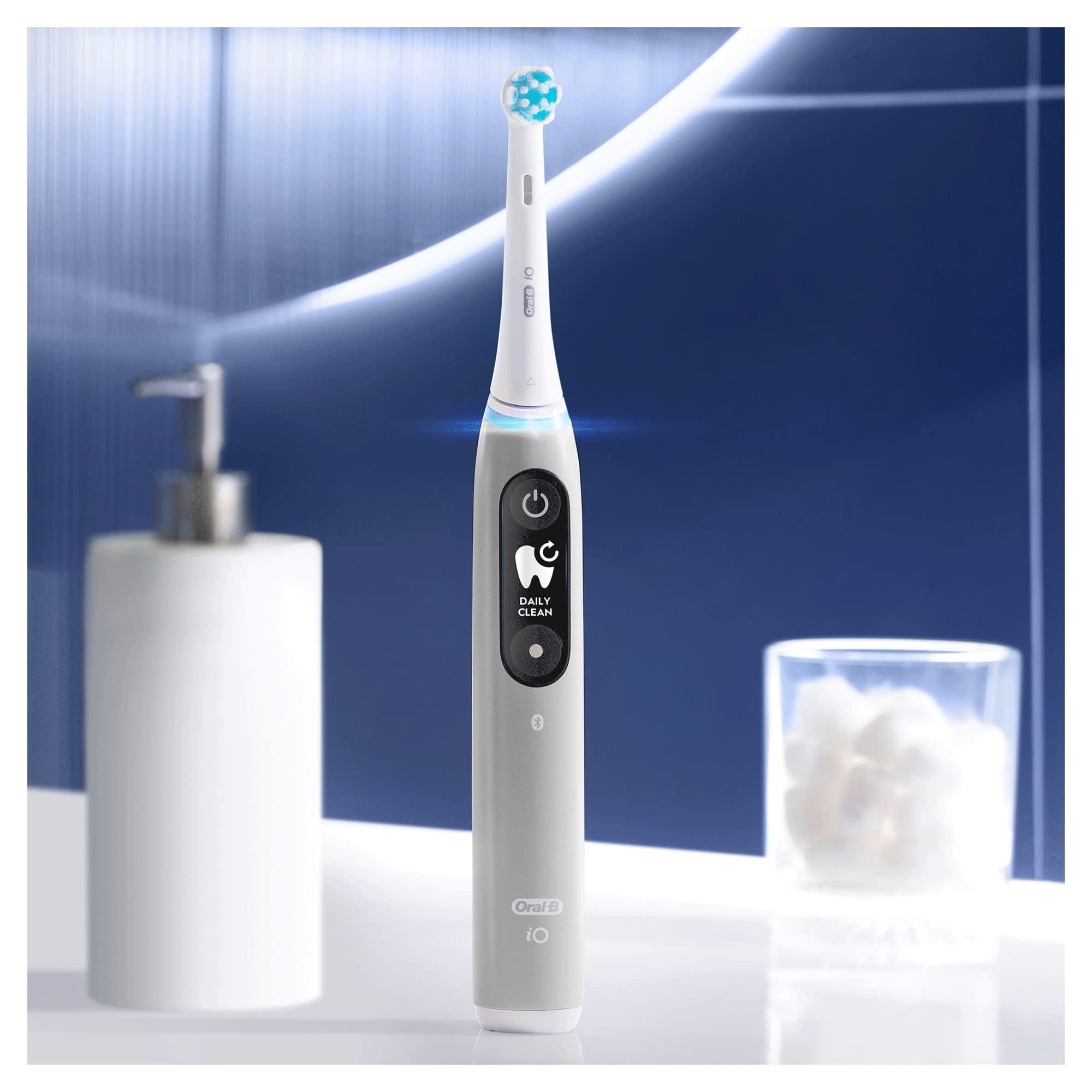 Oral-B iO 6 Cepillo De Dientes Eléctrico, 1 Mango Gris Recargable, 1 Cabezal De Recambio, 1 Estuche De Viaje, Pantalla Blanco Y Negro