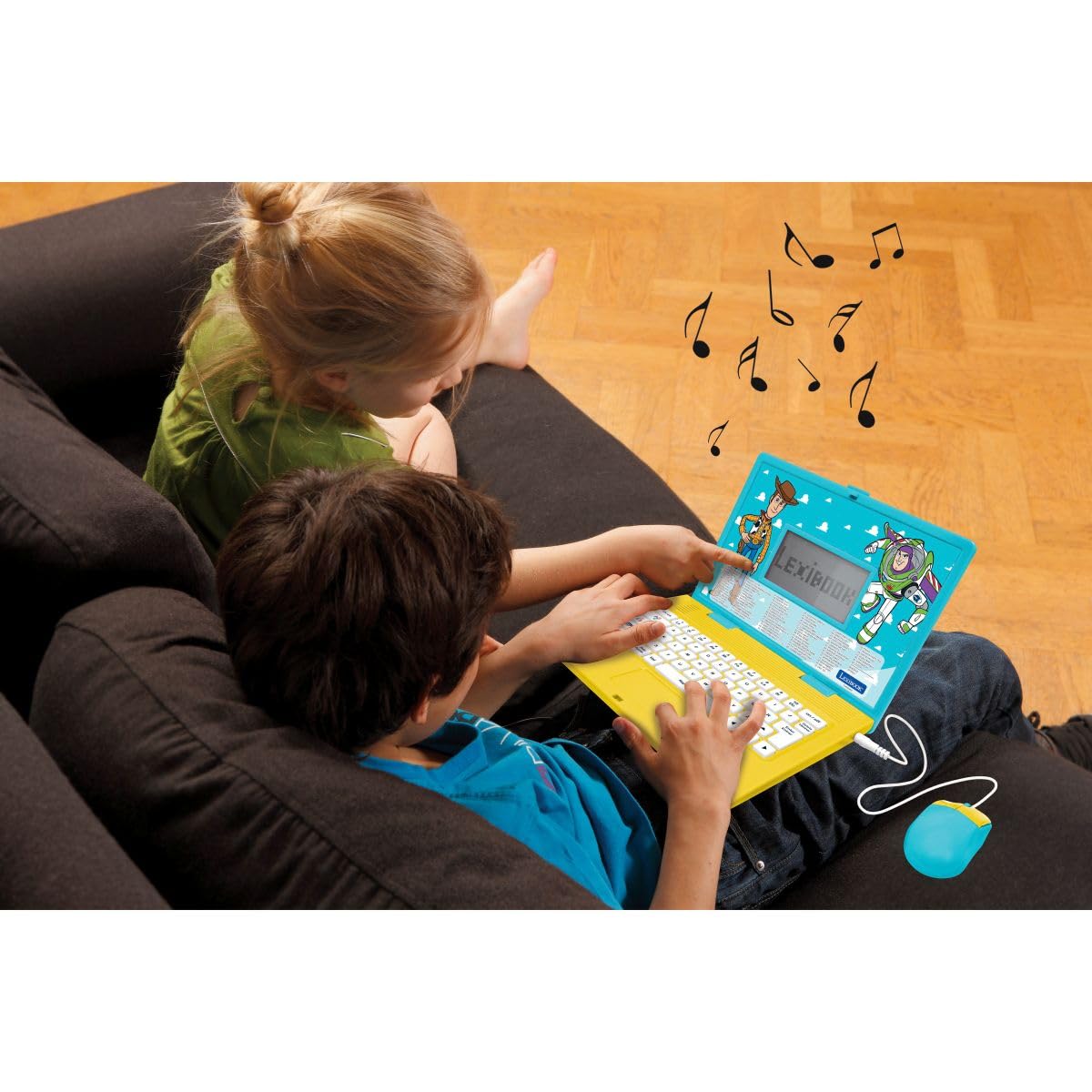LEXIBOOK, Disney Toy Story, Laptop Educativo Bilingüe, 164 Actividades en Inglés y Español, Juegos de Aprendizaje, Práctica de Letras y Números, Azul y Amarillo, JC601TSi2