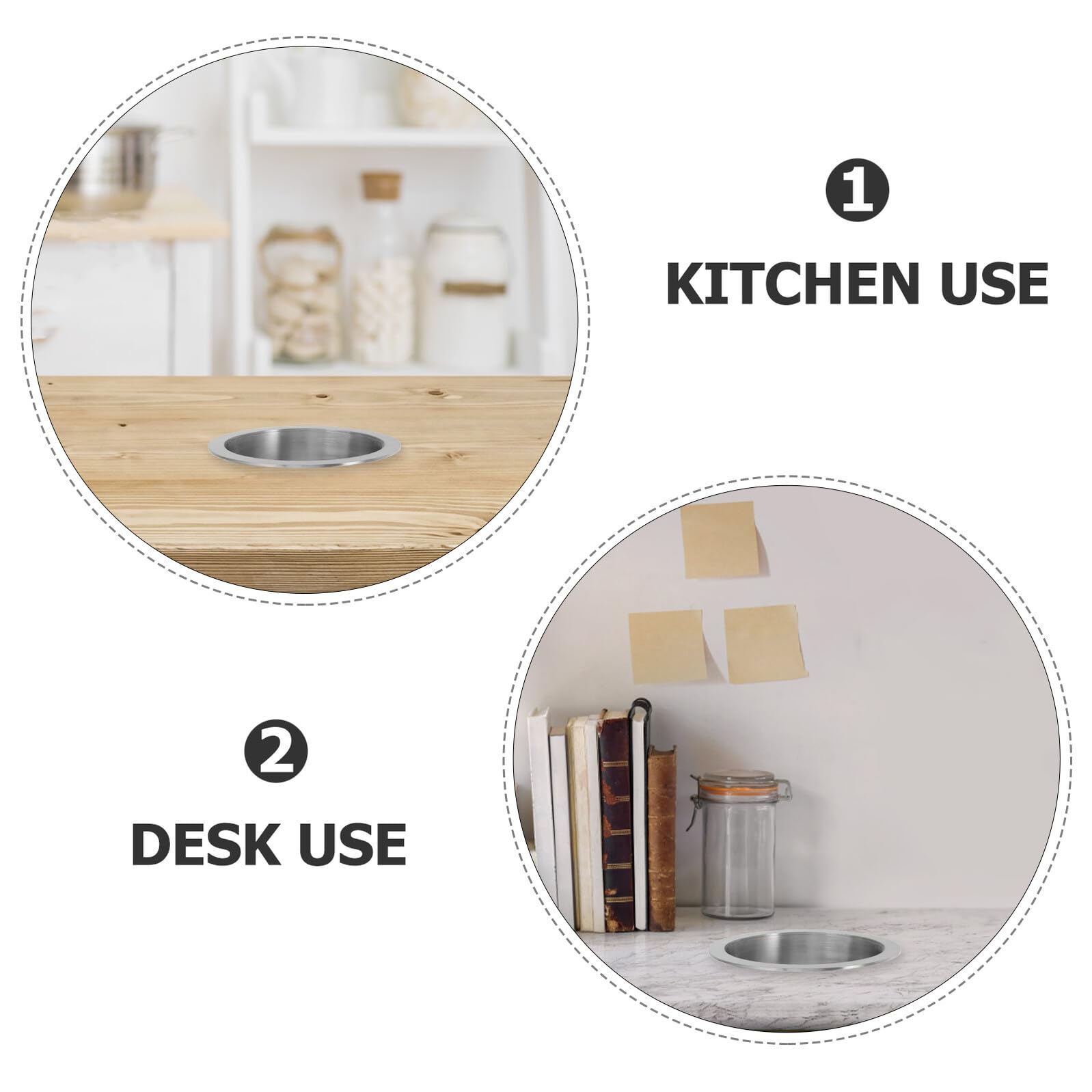 Veemoon Tapa Empotrada para Cubo de Basura de Acero Inoxidable Diseño Redondo Oculto para Encimera de Cocina y Baño Resistente y Compacta Adecuado para Espacios Pequeños y Escritorios