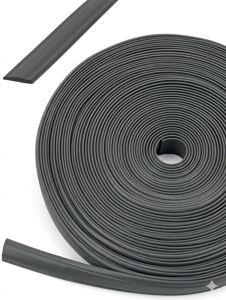 CR-MOESANCO® Schraubenabdeckband für Wohnwagen und Wohnmobil, 12 mm, mit Applikatordüse, flexibler Gummiprofilschutz, UV- und wasserdicht, Rolle mit 25 Metern (grau)