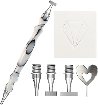 jecxucci Diamond Art Pen, with Thin Version Steel Diamond Art Pen, Enduring Stickiness Putty Wax for Diamond Art Kits for Adults, Ergonomic 5D Diamond Painting Pens Accessories Tools White 135 Tips