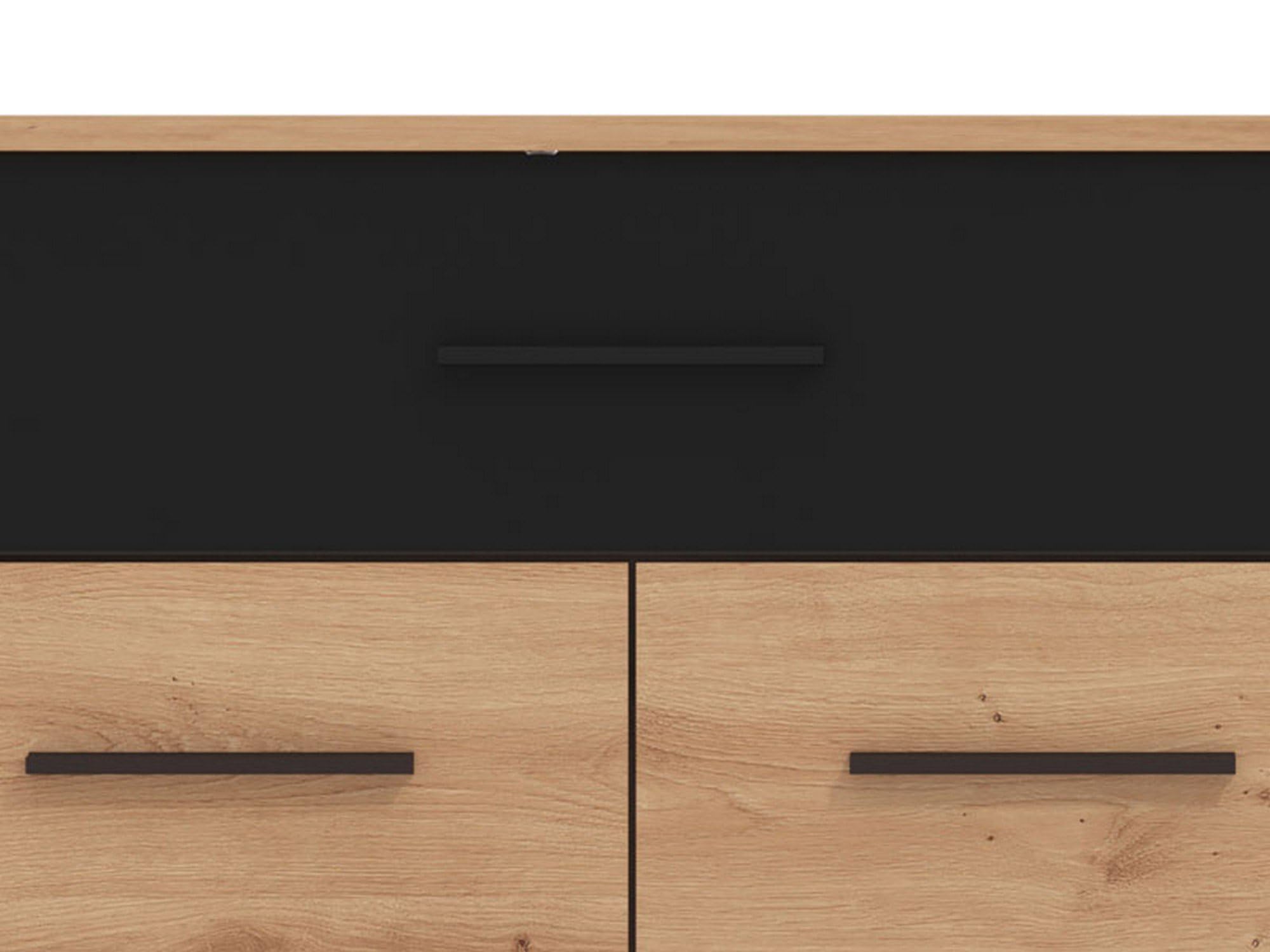 Dmora Credenza Funachi 119x33x81h cm Marrone Rovere Nodi 2 Ripiani un Cassetto, Madia 3 Ante
