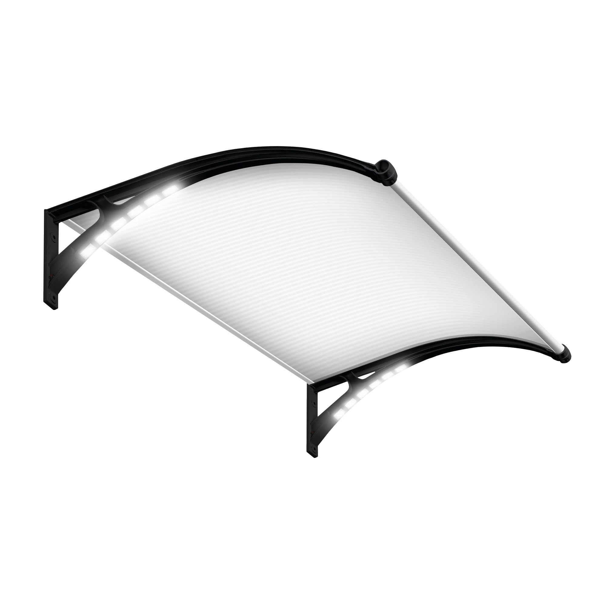 Wasabi - Marquesina Puerta Exterior 150x100cm Light Solar LED – Policarbonato 5,2mm – Soportes Reforzados de Plástico – Incluye Luz Solar LED – Tejadillo Protección Lluvia Ventana Resistente