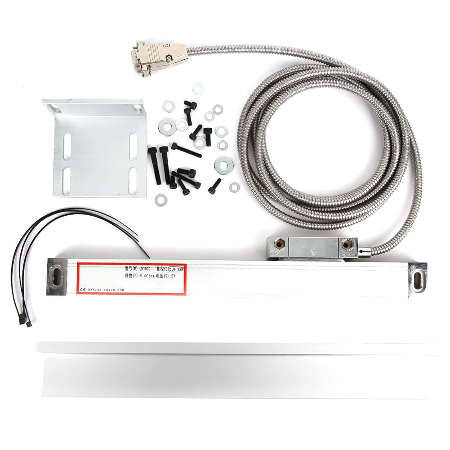 Brilluxa Axis Linear Scale, Linear Encoder, 2AE/3AE DRO, Aluminum Alloy, Digital Readout for Lathe, Mill Measuring Equipment, 5um Stroke (250mm), Hardware Measurement Tool