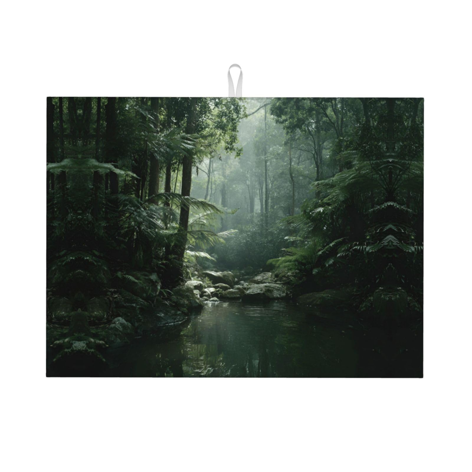 Rainforestprint Dish Drying Mat, Microfiber Dry Pad, Quick-Drying Dish Drainer Board Mat For Kitchen Counter-Top Tabletop Accessories,24x18 Inch