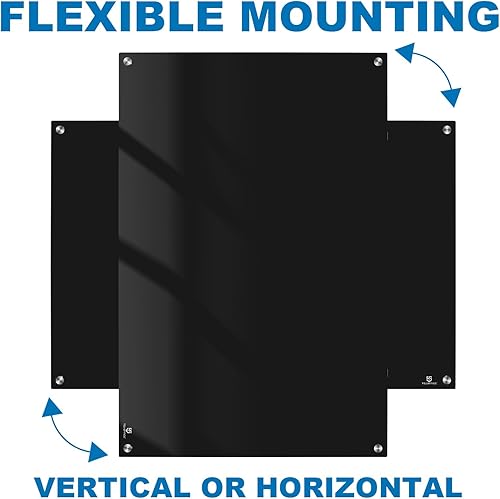 Miniatura 4 de TSJ OFFICE Pizarra de cristal de borrado en seco  48 x 32 pulgadas, para montaje en la pared, pizarra blanca magnética de vidrio negro, gran pizarra
