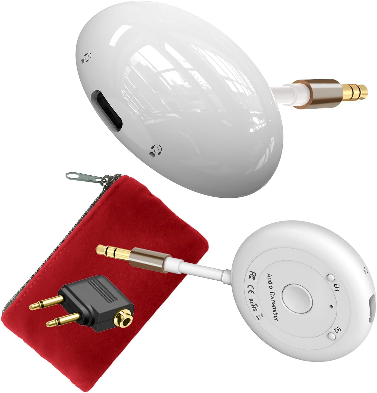 Airplane Bluetooth 5.3 Transmitter Adapter-Low Latency Wireless Audio for Air—Pods/Earbuds/Headphones on Flights, Gym, TV, with 3.5mm AUX Jack