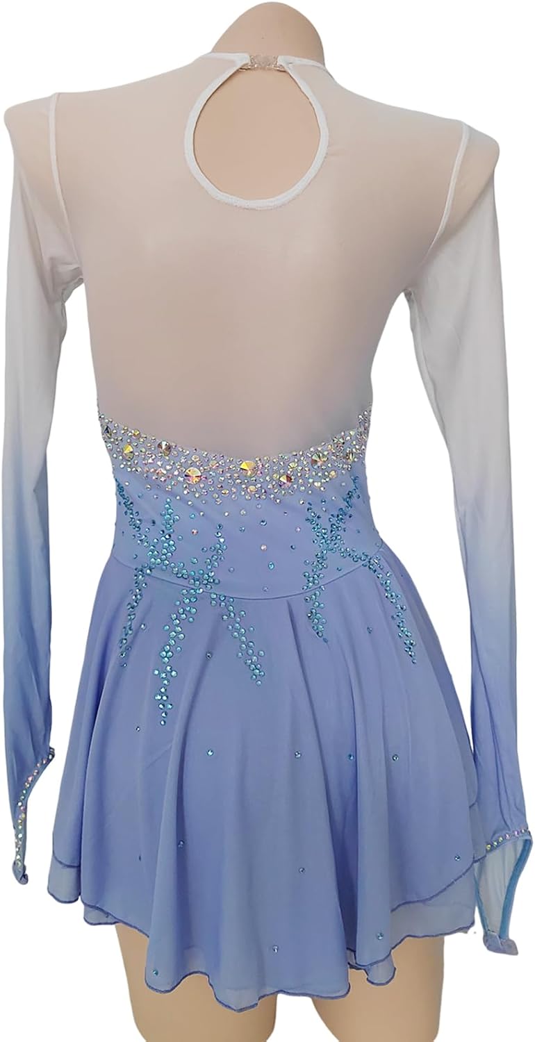LIUHUO Ice Figure Skating Dress Women Girls Long Sleeves Competition Performance Diamond