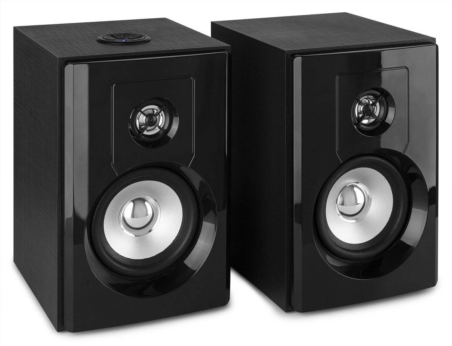 Fenton SHF404B - Coppia di altoparlanti da libreria con Bluetooth, altoparlanti attivi, ideali per musica, giochi, film e produzione musicale, 160 Watt, 4", USB e RCA