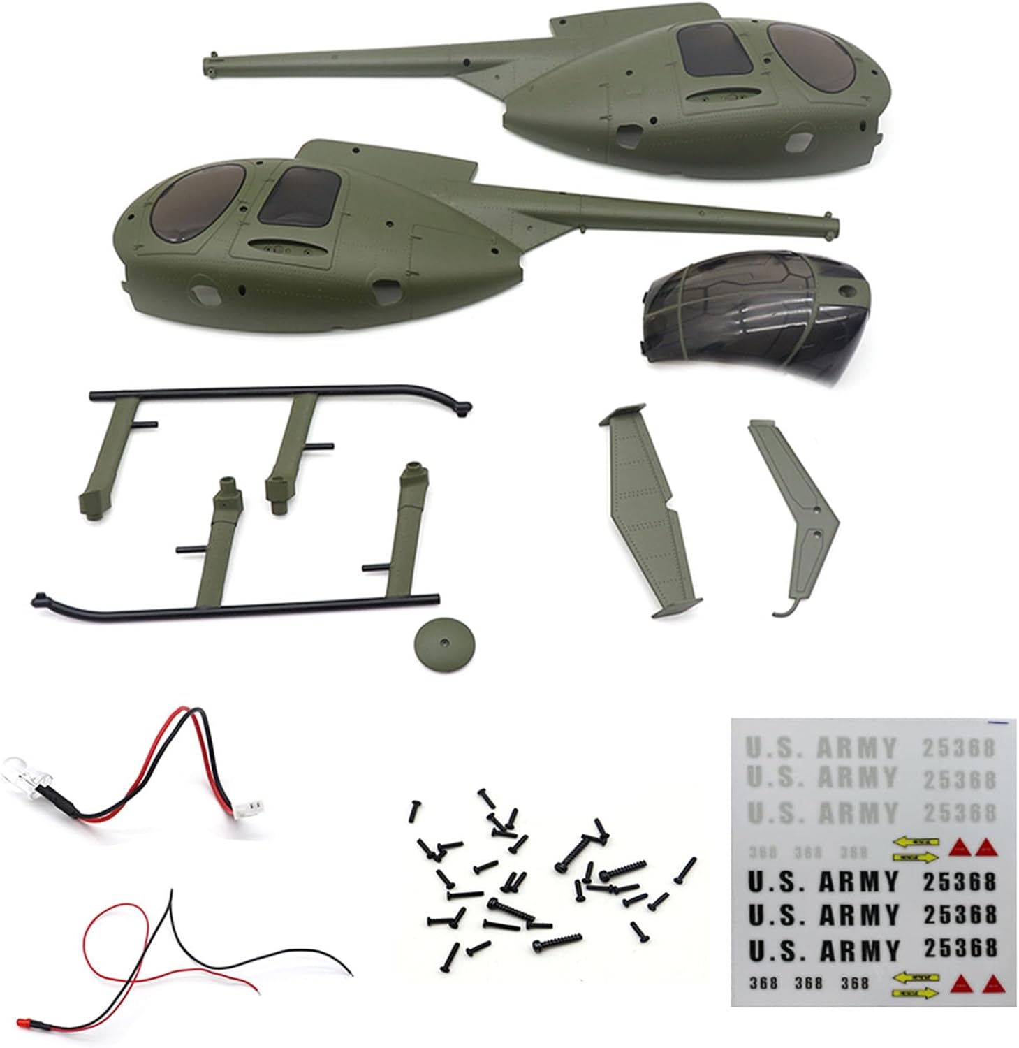 Original Parts for RC ERA C189 MD Bird Scaled RC Helicopter, Includes Green Body Set, Front LED, Tail LED, Screw Kit