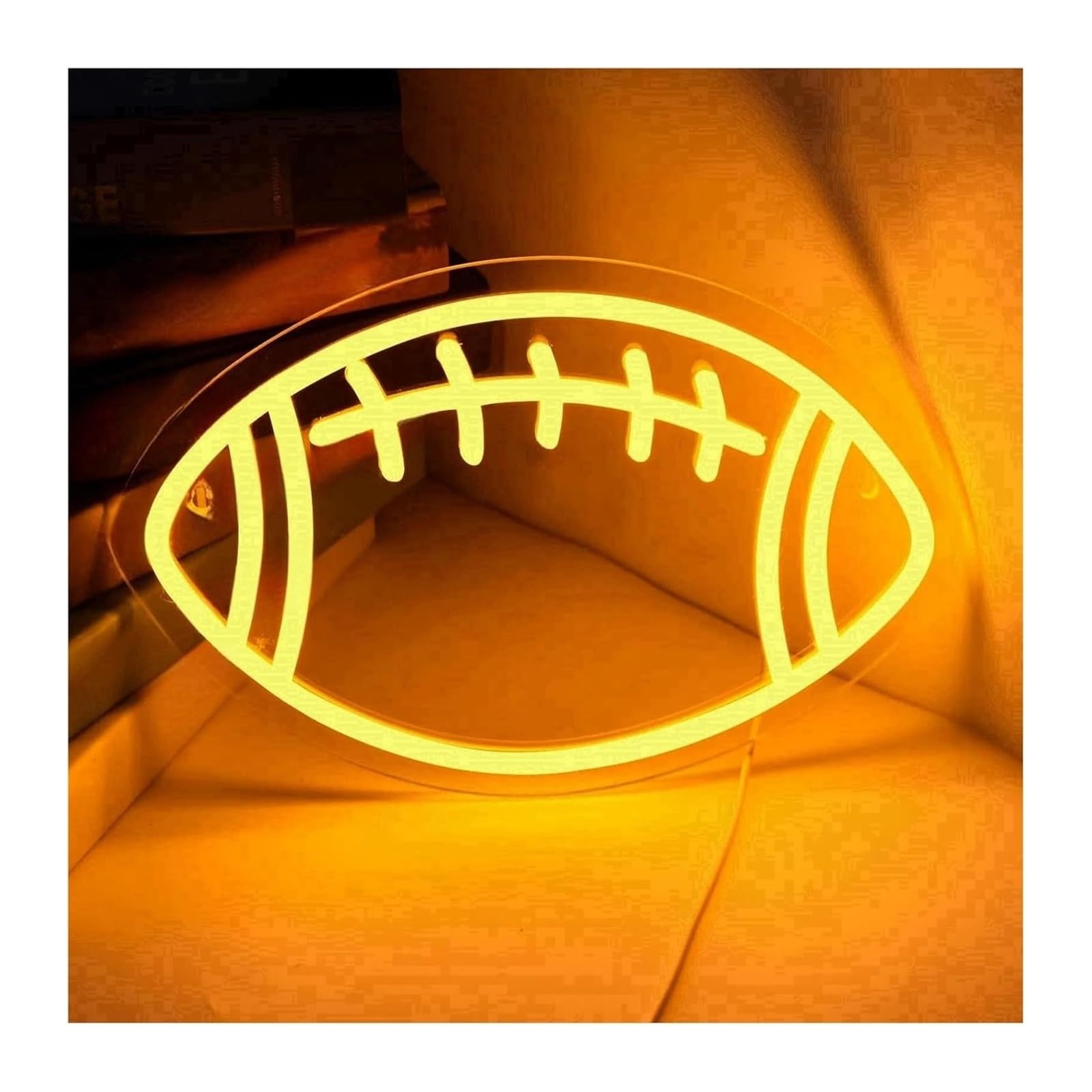 Generico Per insegne al neon Decorazione per feste Rugby per Forma di calcio LED(Giallo)