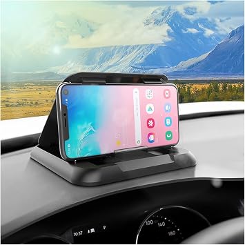 Car Phone Holder Mount, Silicone Carbon Fiber Pattern Car Phone Mount for Automotive Dashboard, Universal for iPhone Pro Max SE XS XR Plus, Samsung Galaxy & All Cellphones