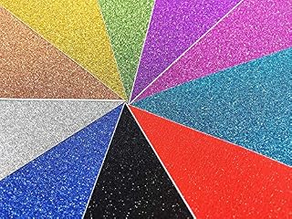 Gnognauq 10 Sheets A4 Glitter Self-Adhesive Craft Vinyl Art Sparkling Sign Sticker Gemstone Metallic Colour Diy Gift (Mixed Colors)