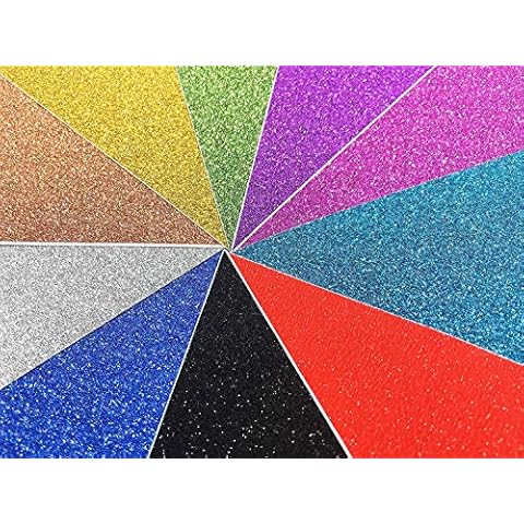 Gnognauq 10 Sheets A4 Glitter Self-Adhesive Craft Vinyl Art Sparkling Sign Sticker Gemstone Metallic Colour Diy Gift (Mixed Colors) Cover