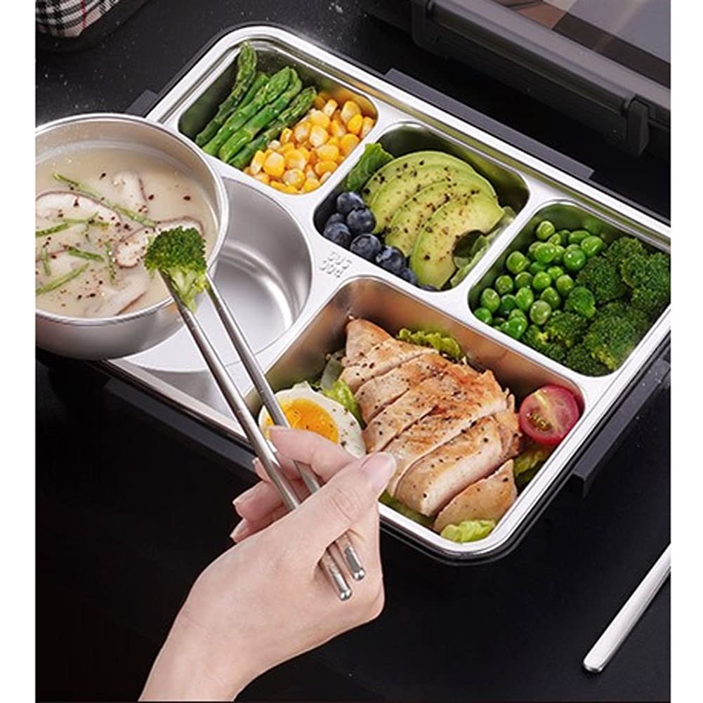 Piatti della Cena 304 Acciaio Inox Acciaio Inossidabile Pranzo Isolato Scatola for Pranzo Studente Adult Lunch Box Grande capacità Separata e Portatile Piastra di Dinning