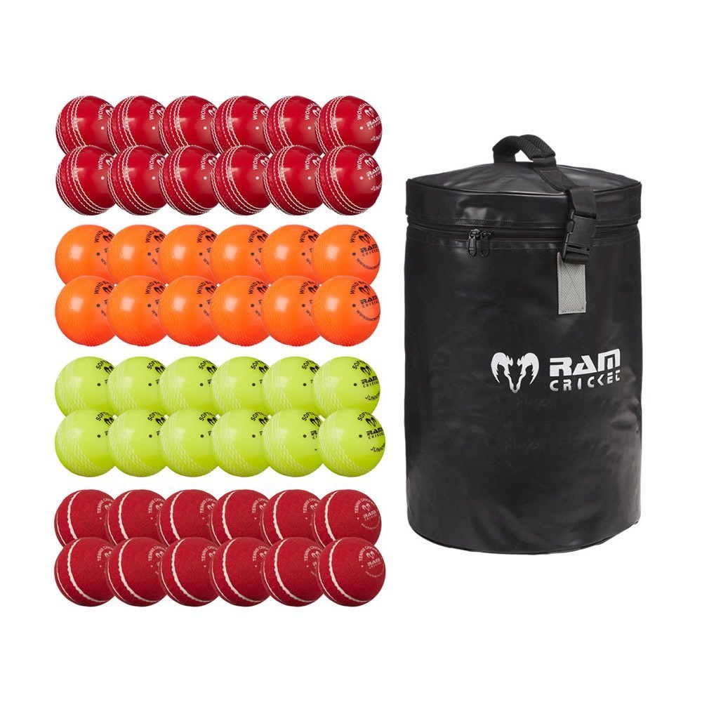 Ram CricketCoaching Ball Bundle 2 - Junior - 4 Types of Soft Cricket Balls & Coaches Ball Bag (Pink)