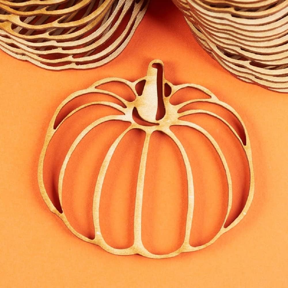 Unfinished Wood Pumpkin Cutouts by Factory Direct Craft - Pack of 24 Wooden Autumn Pumpkin Shapes for Fall Crafts and DIY Thanksgiving Projects