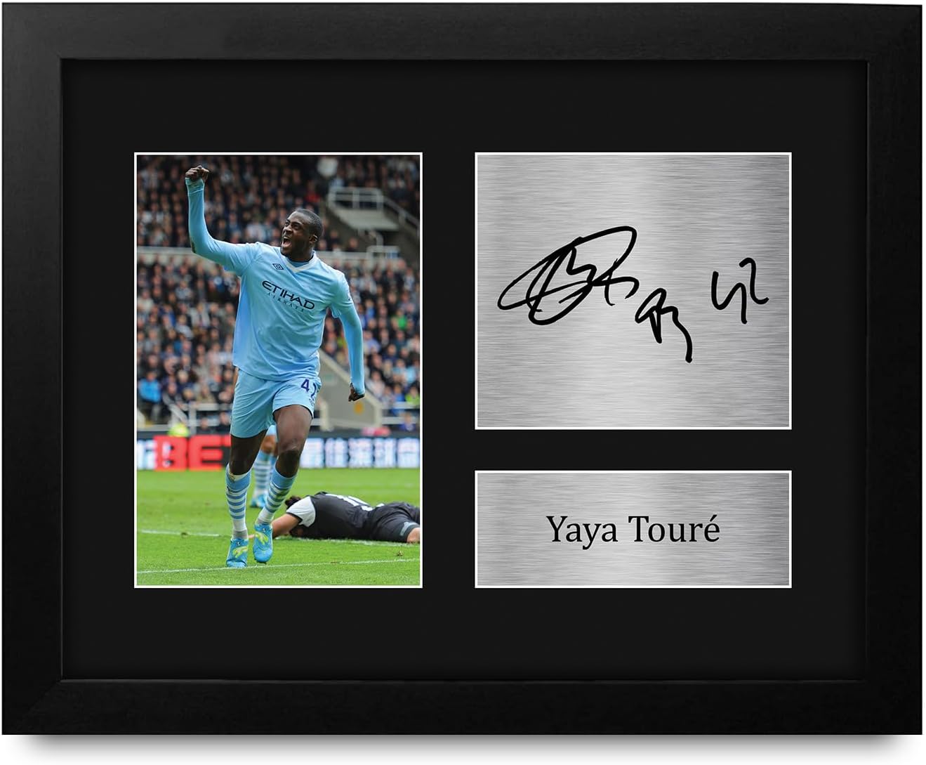 HWC Trading Yaya Toure Manchester City Gifts Printed Signed Autograph Picture for Soccer Fans and Supporters - US Letter Framed (ID-009083)