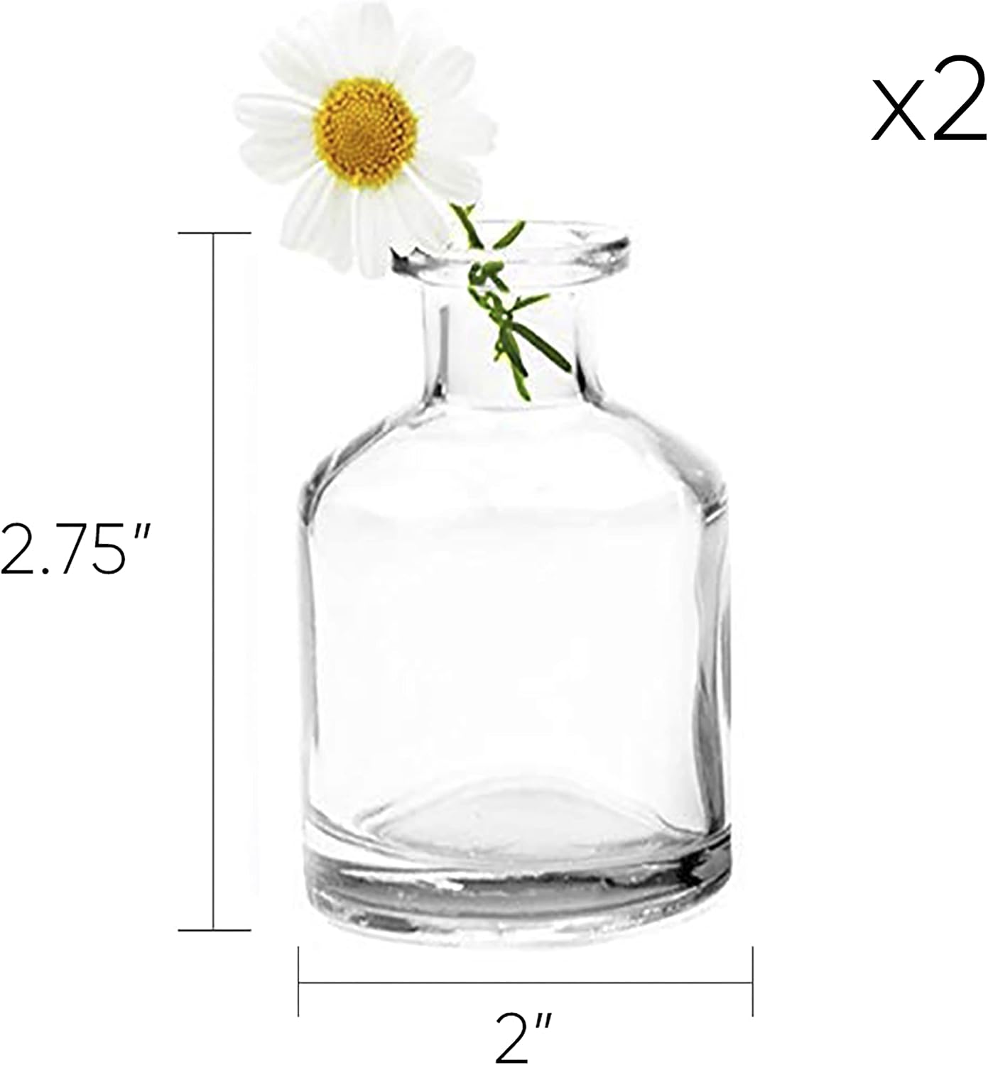 CHIVE ‘Loft’ Small Mini Flower Vases - Clear Glass Bud Vases, Set of 10 - Cute Vintage Rustic Centerpieces for Wedding, Events & Home - Premium Quality, Designed to Last