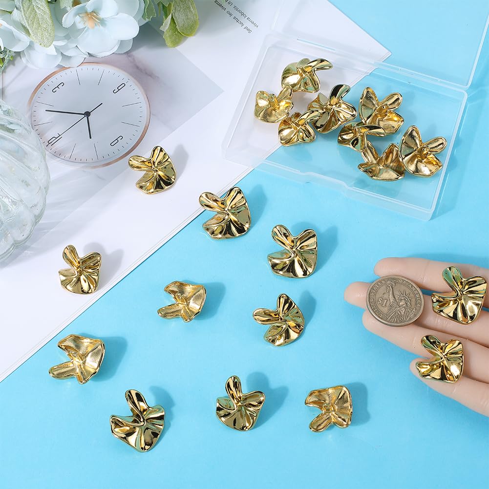 GORGECRAFT 20Pcs Unique Shape Sewing Buttons 28mm & 25mm Gold Buttons Bulk Flower Shape Buttons Electroplating Gold Metal Button for Uniforms Dresses Suits Blazer Coat Jacket Weater Blouse - Image 3