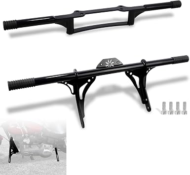 Highway Peg Crash Bar + Passenger Footpegs Engine Guard for Dyna | Crash Barmid & Enginge Guard for mid Control Models with Harley Street Bob Fat Bob Low Rider Wide Glide 2006-2017 Gloss Black