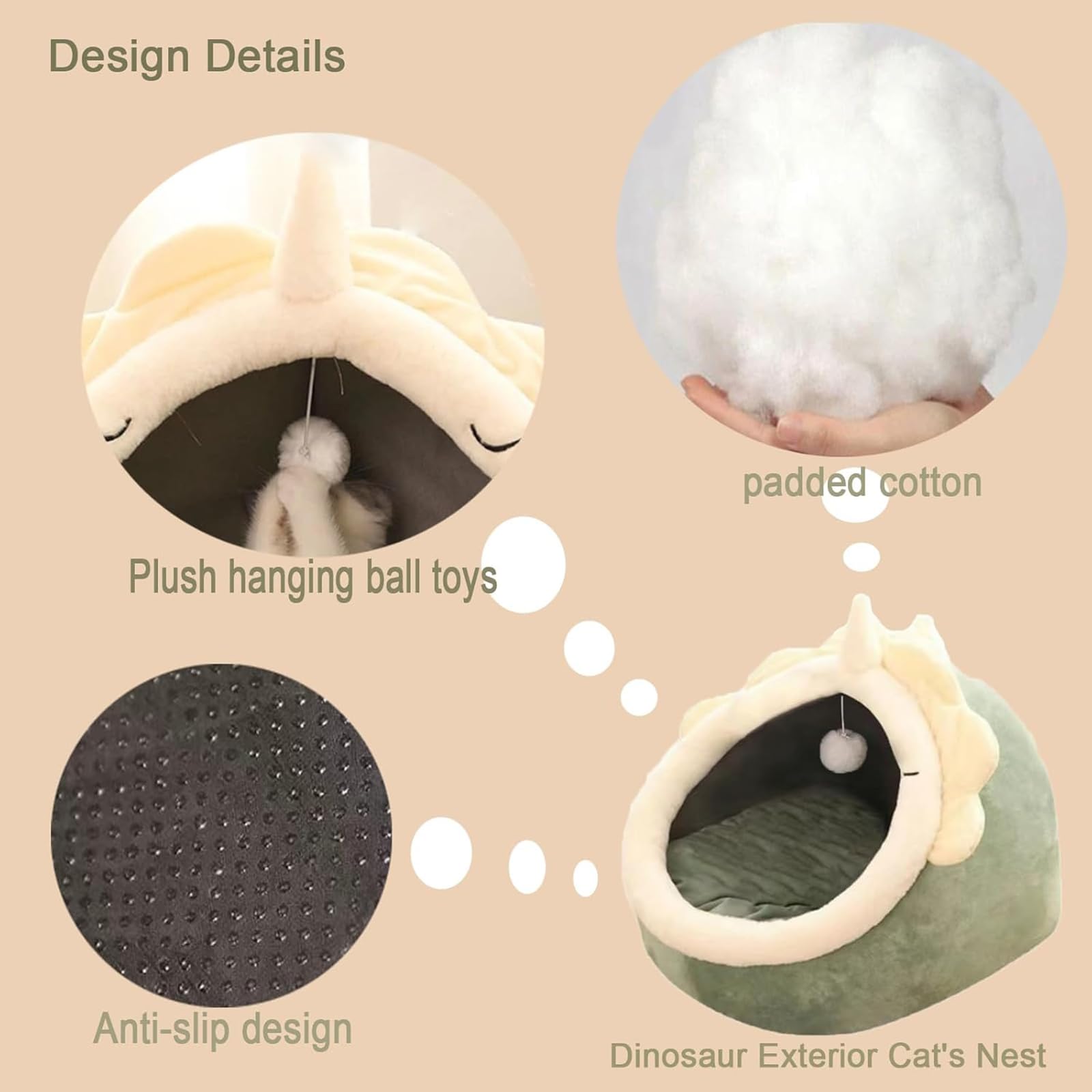 لينجي سرير قطط، سرير قطط شبه مغلق، بيت كهف للقطط، عش حيوانات أليفة دافئ داخلي، سرير للحيوانات الاليفة للقطط والكلاب الصغيرة التي يقل وزنها عن 5 كجم