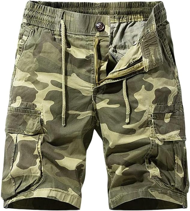 Men's Summer Cotton Cargo Shorts Multi-Pocket Casual Breathable