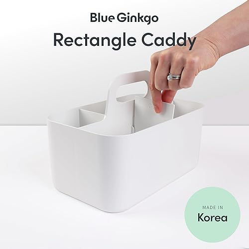 Miniatura 2 de BLUE GINKGO - Organizador apilable para baño, oficina, manualidades o suministros escolares, transportador portátil hecho en Corea (rectangular,