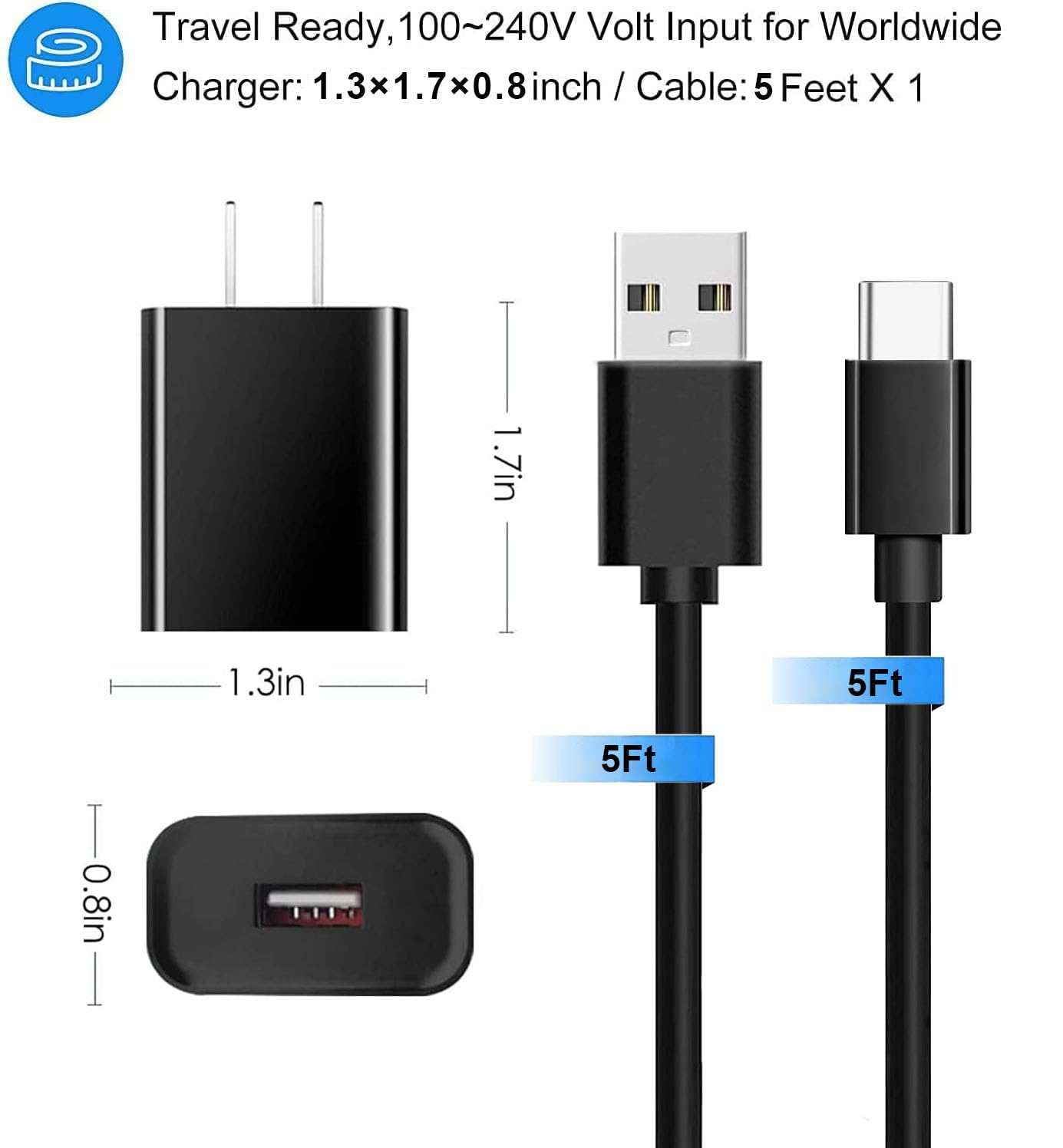 USB C Fast Charger for Samsung Galaxy Tab S10+ S9 S8 S7 S6,S5e, S4,Tab A7 10.4",A9+ 12.4", A8 10.5" Tab A 10.1 SM-T510,TabA 8.4", 8.0" SM-T380/387/307/610 SM-X210/710/810 Table Charging Cable Cord