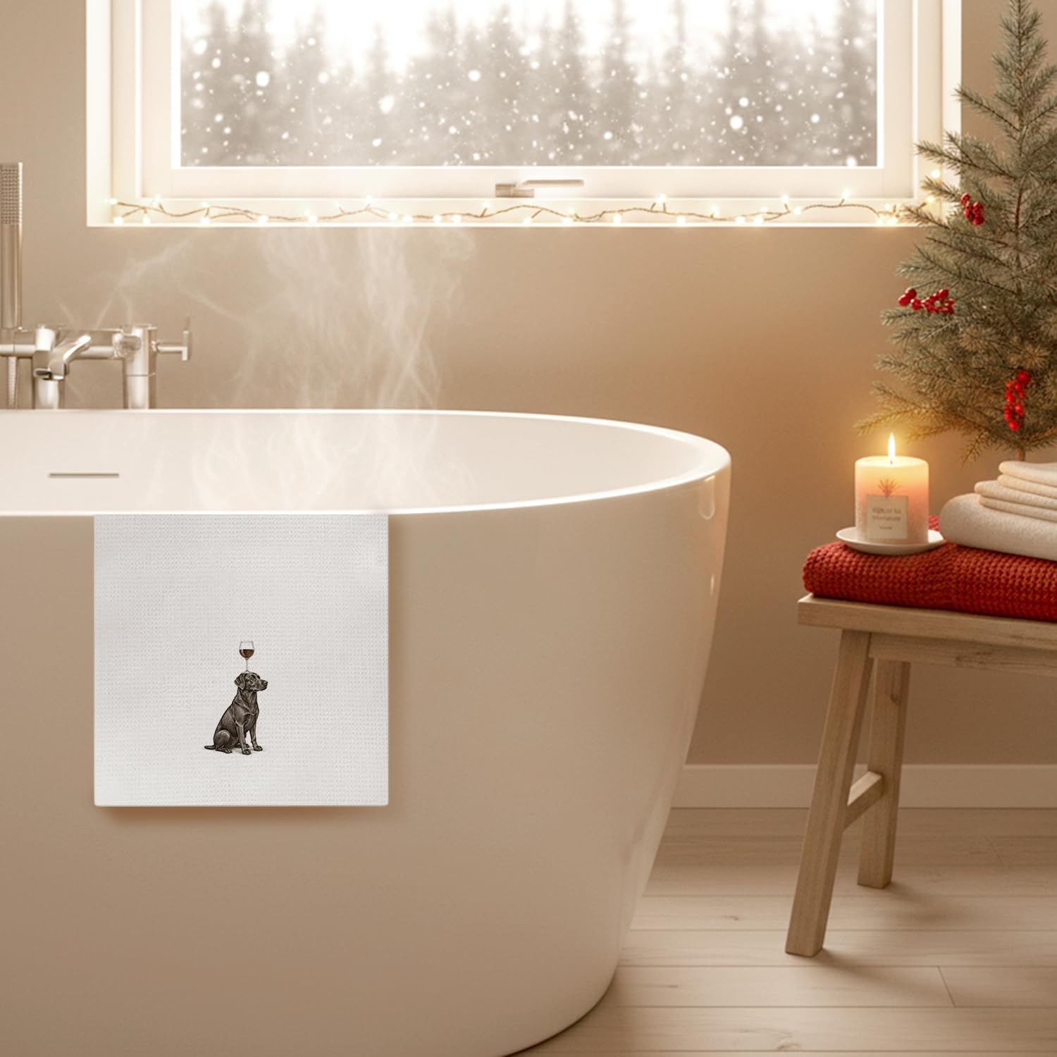 Black Labrador Retriever Wine Kitchen Towels, Black Lab Gifts Dish Tea Towels for Kitchen Bar Cart Decor, Wine Lovers Gifts Hand Towels, 16x24 Inch - Image 6