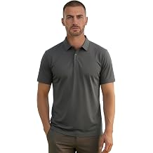 Plaid&Plain Mens Aero-Soft Cotton-Feel Athletic Polo - Performance Shirt with Active-Grip Bonded Hem - 4-Way Stretch