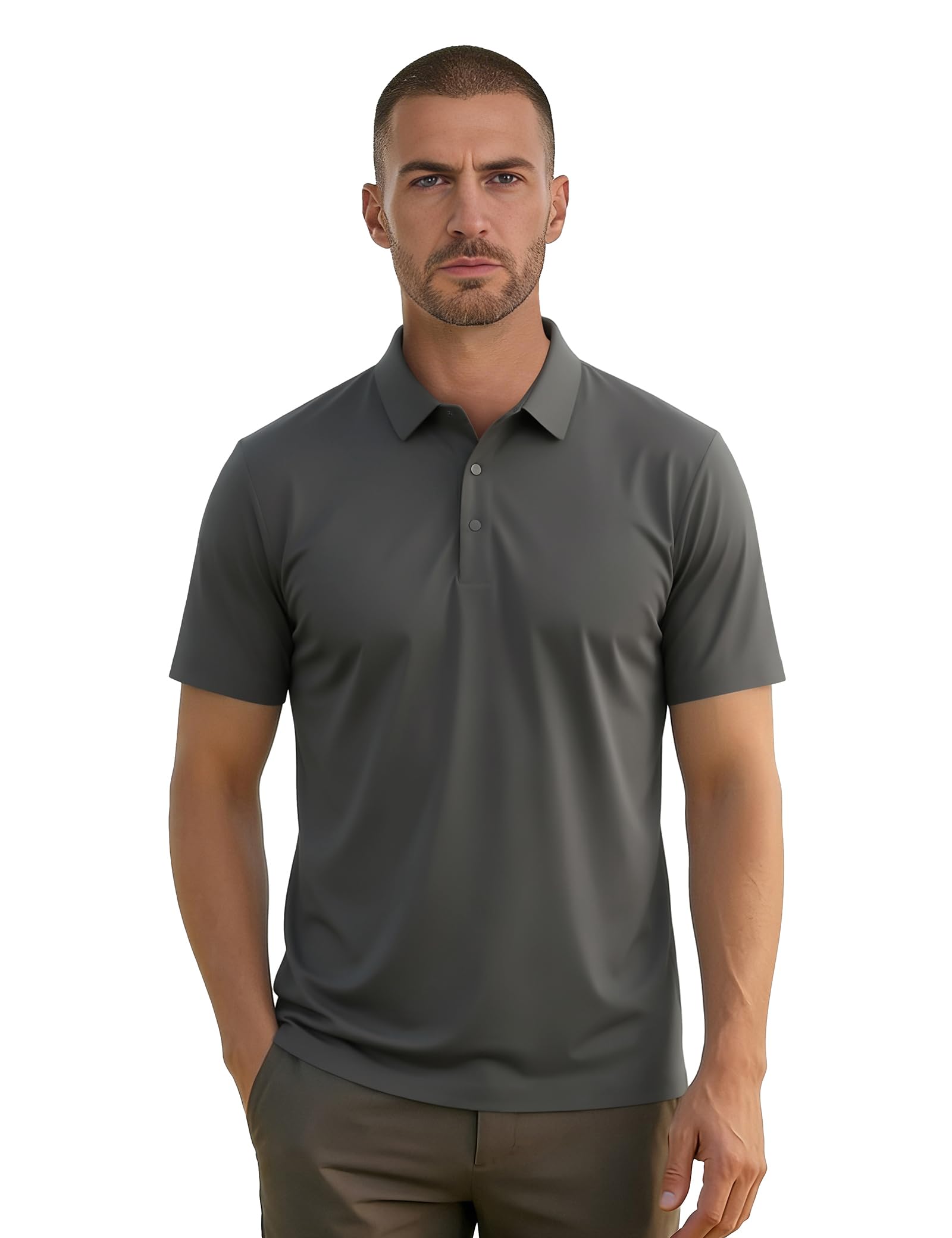 Men's Aero-Soft Cotton-Feel Athletic Polo Shirt 4-Way Stretch