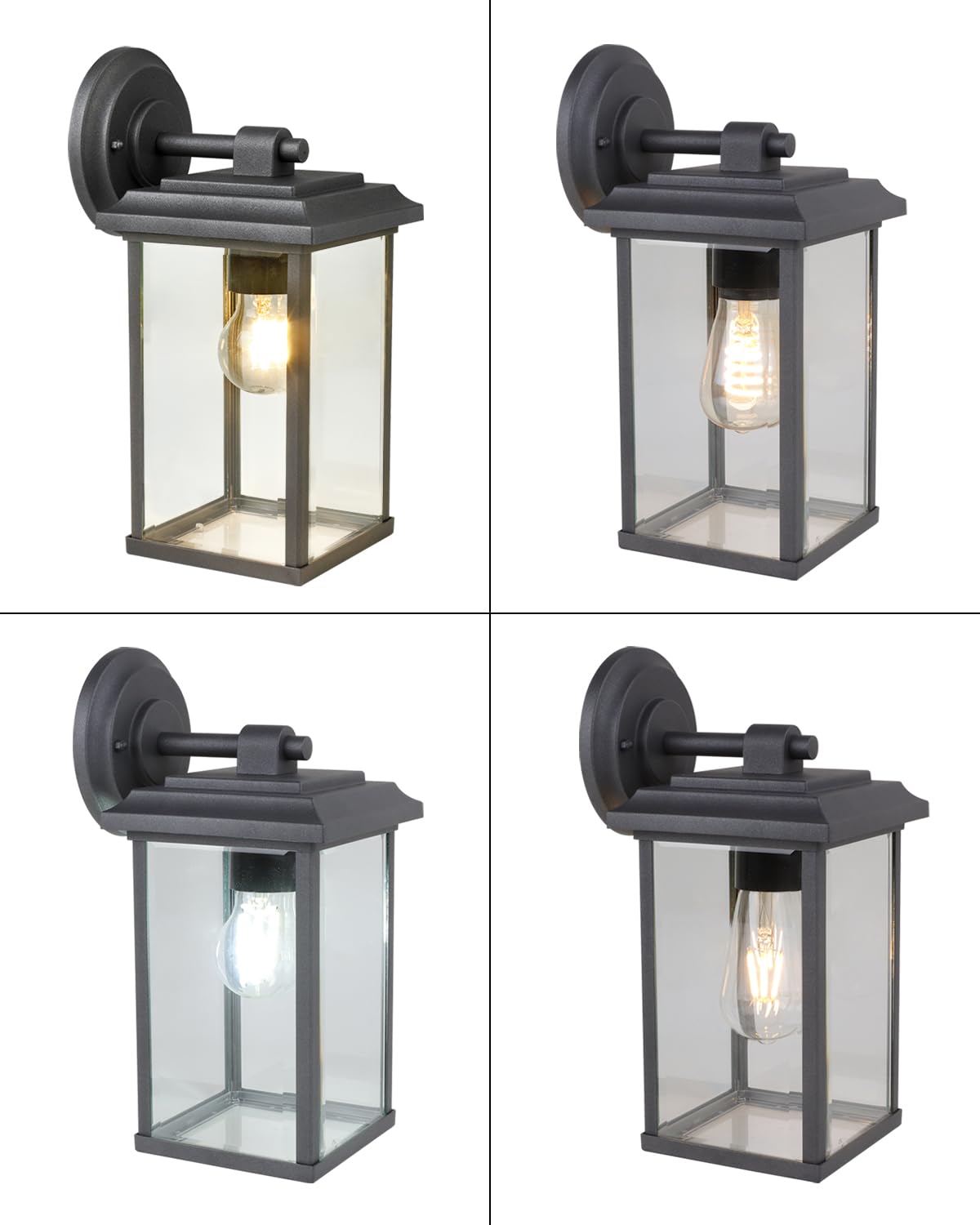Applique da Parete per Esterni, Lampadina E27 Max 25W (Non Inclusa), IP65 ImpermeabileCorpo in Alluminio, Diffusore in Vetro, Lampada da Esterno a Parete con Paralume in Vetro Trasparente