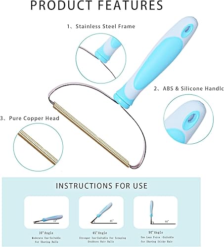 Miniatura 4 de Removedor de pelo de mascotas, paquete de 3 muebles removedores de pelo de perros y gatos, herramienta de eliminación de mango corto reutilizable