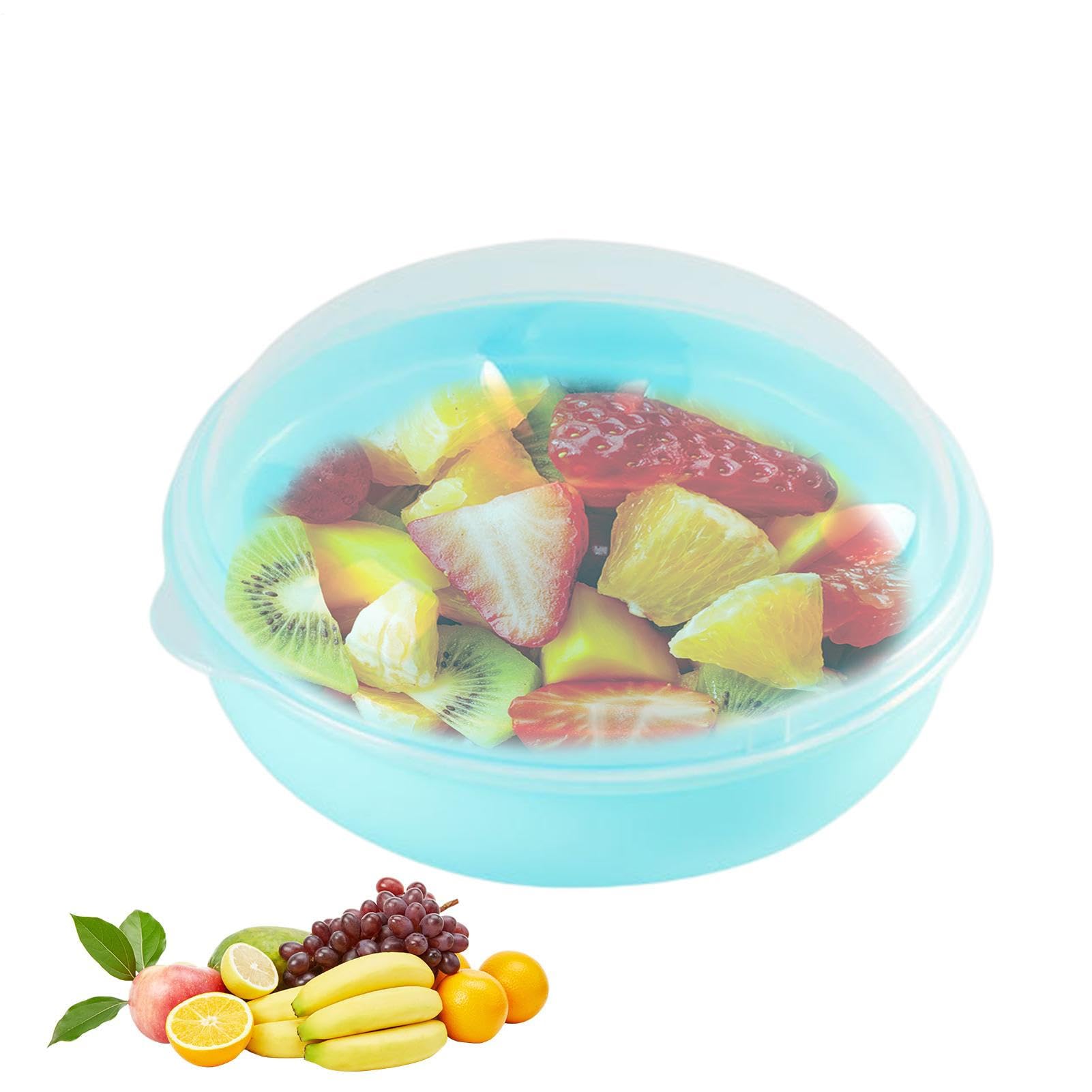 Neamou Blue Round Food Container | Bagels Container Box Organizer - Portable Storage And Organization Accessories With Airtight Lid, Food Storage Containers For Countertop