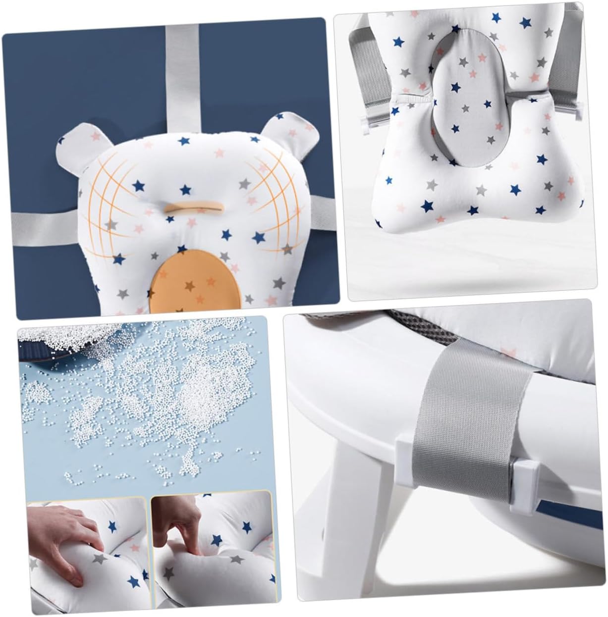 Bath Cradle Floating Sling Seat Newborn Bath Support Cushion with Breathable Mesh Soft Sponge Non Slip Pad for Comfortable Bathing