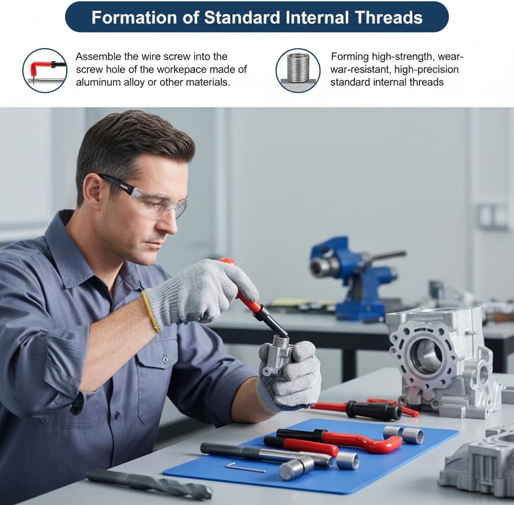 15 Pcs helicoil Thread Repair kit m14 x 1.5 Female Thread Inserts Accessory Assortment Kit Suitable for Repairing Internal Threaded Holes Applicable for Home auto Repair etc.
