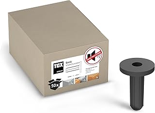 TOX Schallschutzdübel 14x56 mit Kragen - schallabsorbierende Dübel, schwarz - 50 Stück