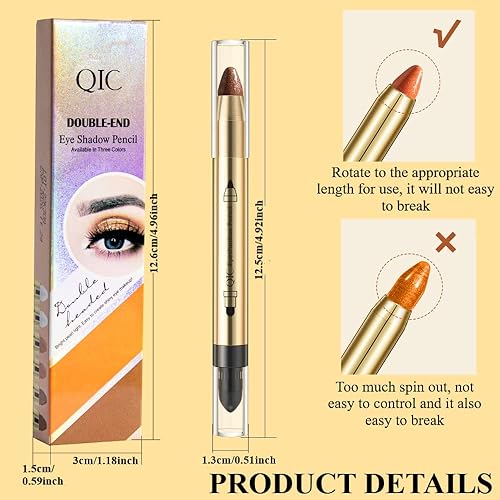 Miniatura 5 de JEMPET Sombra de ojos en barra Shimmer Cream  Lápiz de sombra de ojos impermeable de doble extremo  Maquillaje de ojos iluminador de larga duración