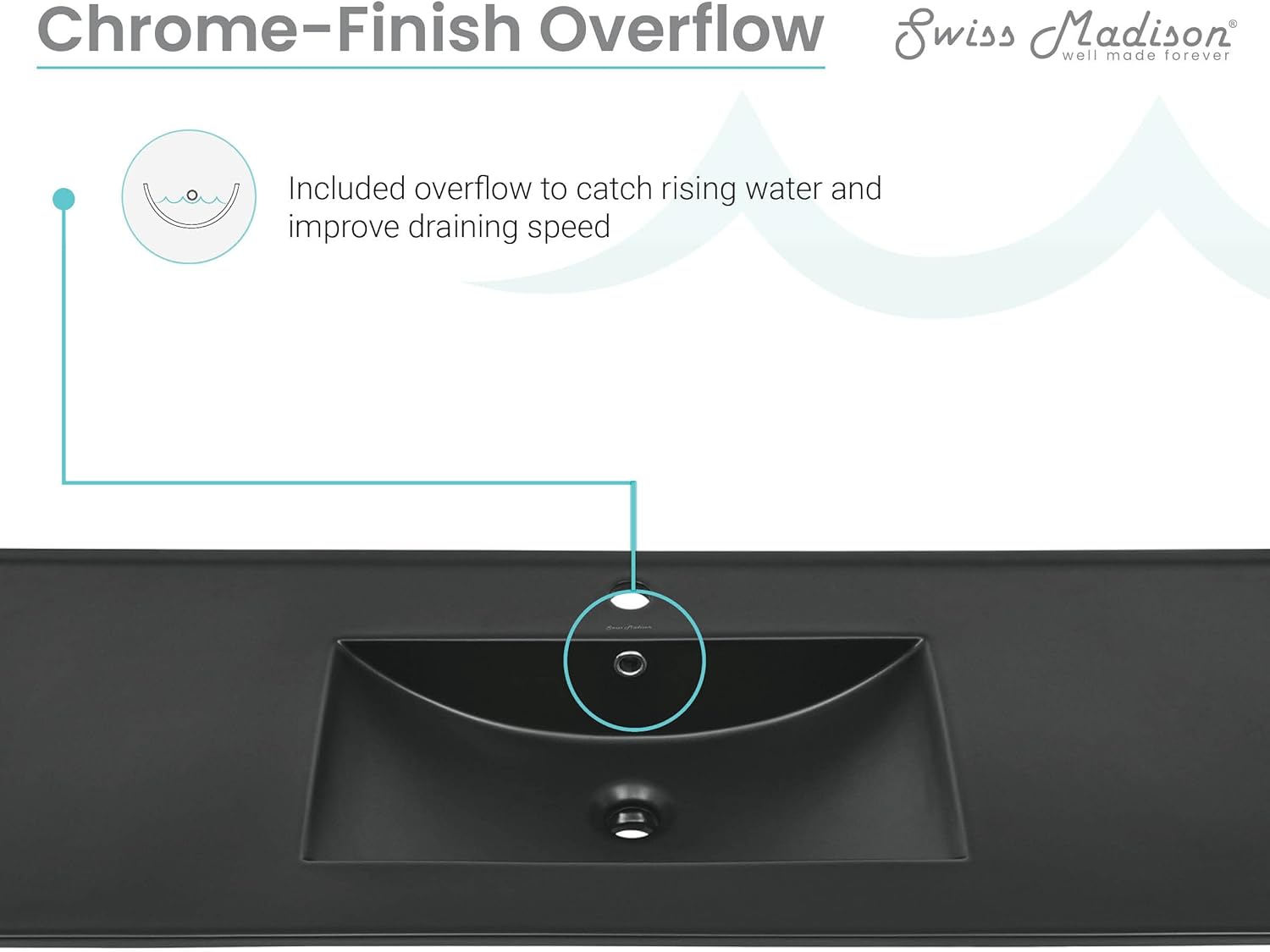 48" Ceramic Vanity Top with Single Faucet Hole in Matte Black
