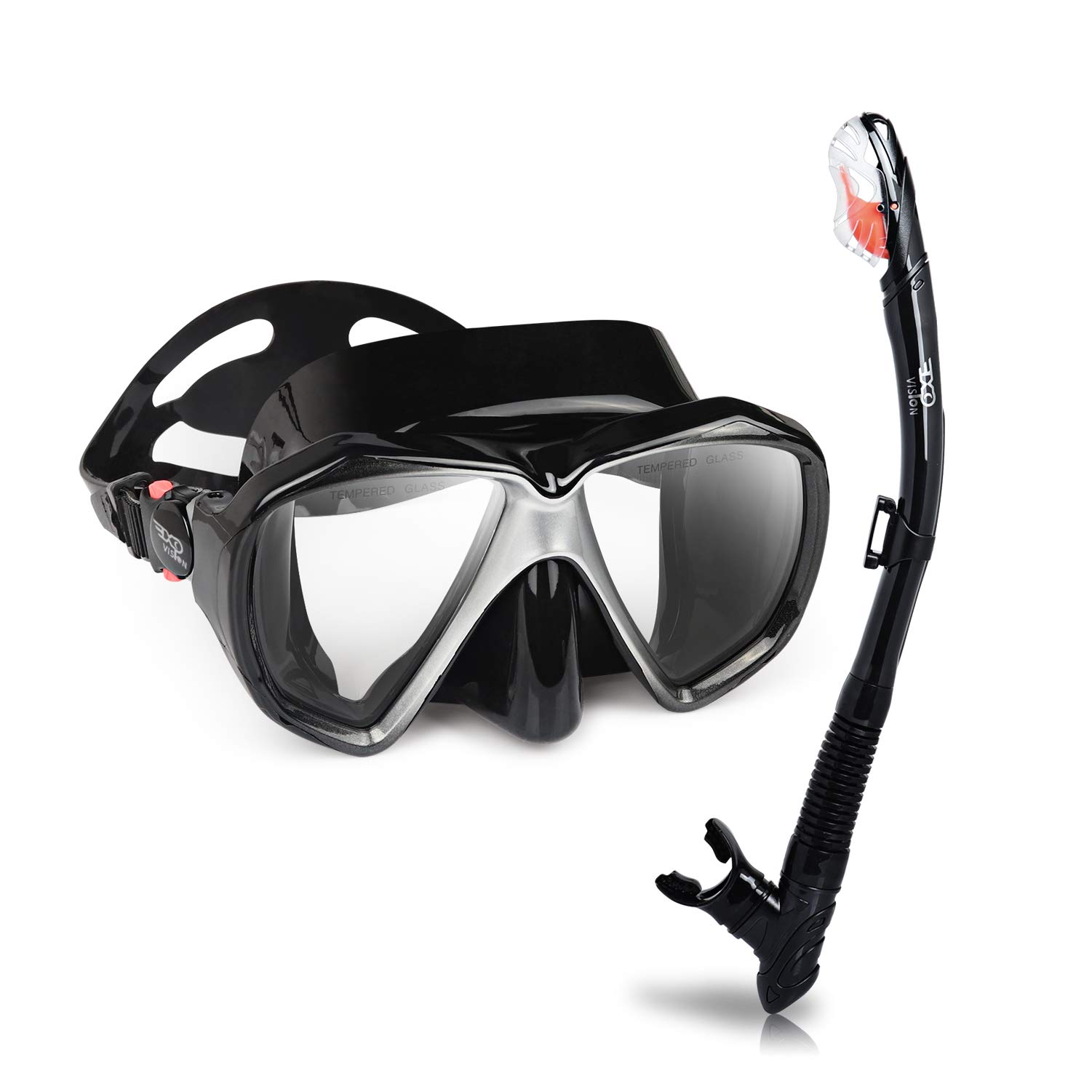 Snorkel Set, Dry Top Snorkel Mask Anti-Leak for Women and Men, Anti-Fog Snorkeling Gear Free Breathing, 180° Panoramic View Tempered Glass Swimming Diving Scuba Goggles : Sports & Outdoors