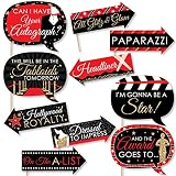 Big Dot of Happiness Funny Red Carpet Hollywood - Movie Night Party Photo Booth Props Kit - 10 Piece