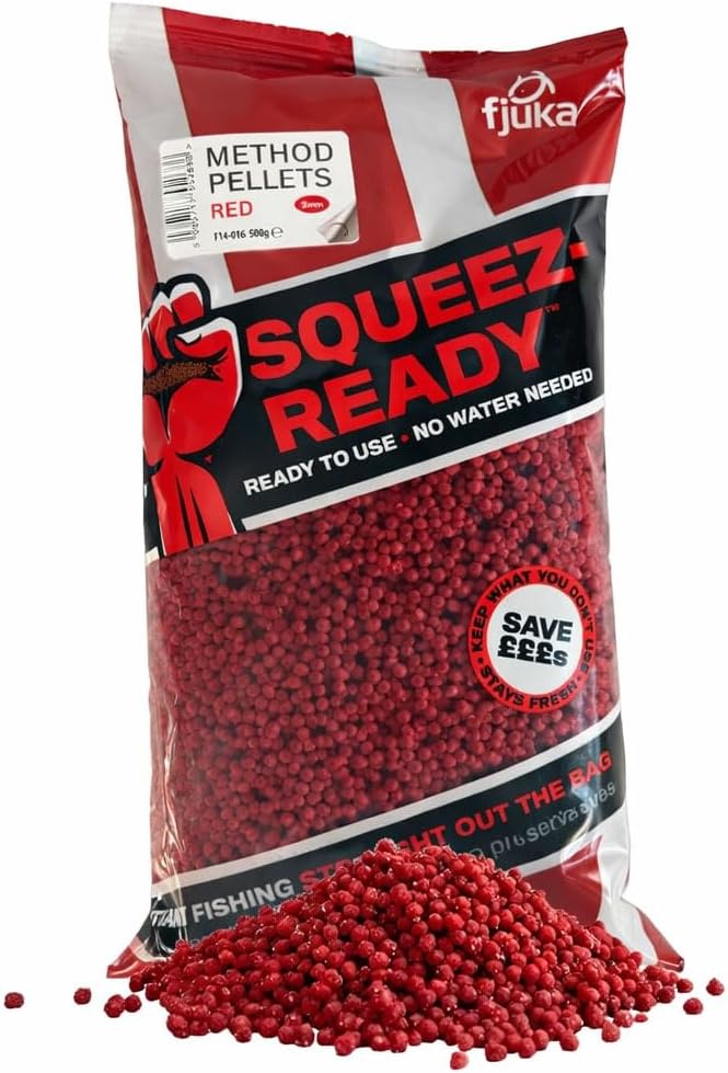 Fjuka Red Squeez-Ready Method Pellet 500g | Ready-prepped 2mms | Carp, F1s, tench, bream